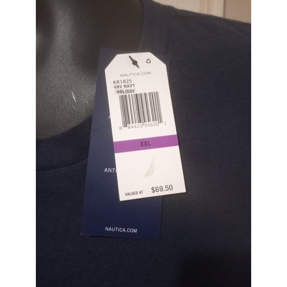 NWT Nautica Men's NAVTECH Blue Striped T-Shirt LS Crew Tee T-Shirt 2XL New - Picture 2 of 13